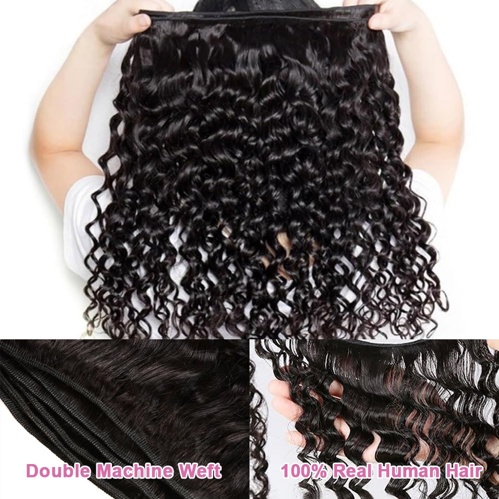 Atikual Hair Wet And Wavy Human Hair Weave Bundles Brazilian Virgin Hair Water Wave 3 Bundles Natural Hair