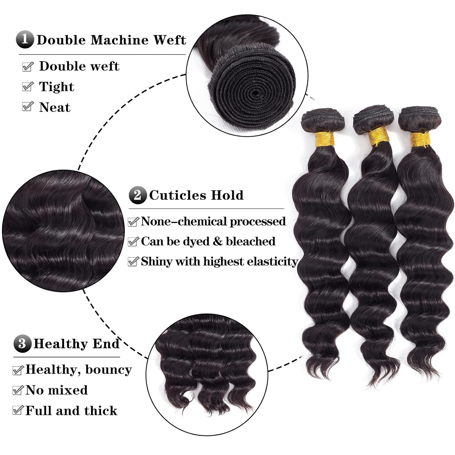 Atikual Brazilian Virgin Hair Loose Deep Wave 3 Bundles 100% Virgin Hair Bundles Loose Deep Curly Weave Human Hair
