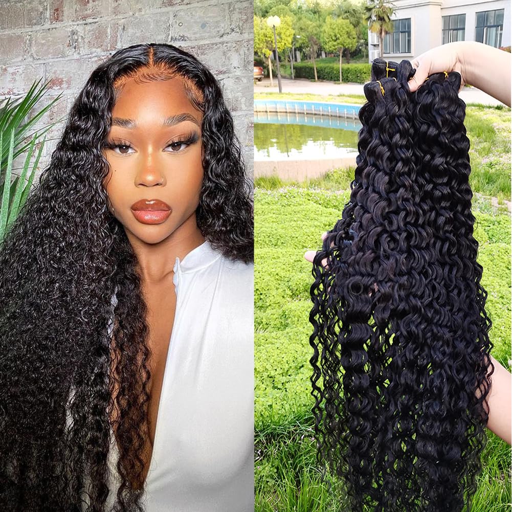 Atikual Water Wave Bundles 4 Pcs Virgin Hair Brazilian Wet And Wavy Human Hair Weave Bundles Natural Hair Extension