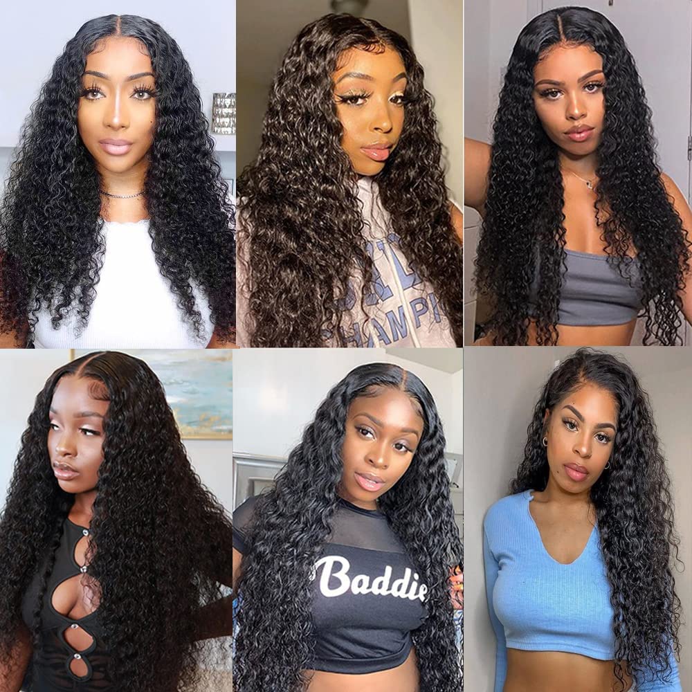 Atikual 3 Bundles With Closure Brazilian Water Wave Human Hair Weave Bundles With 4x4 Lace Closure Natural Color