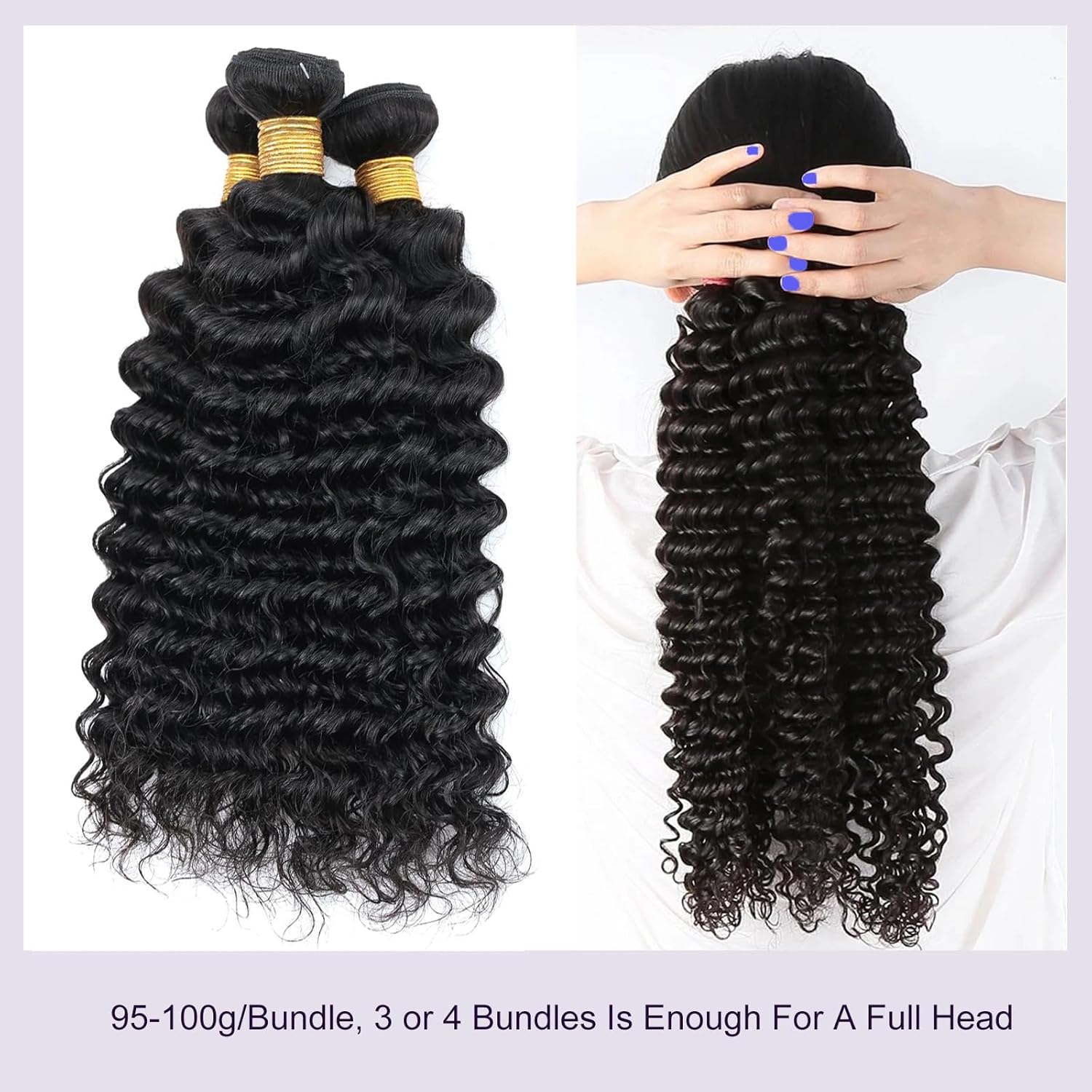Atikual Brazilian Deep Wave With Closure Hair Deep Curly 3 Bundles With 4x4 Lace Closure 100% Virgin Human Hair