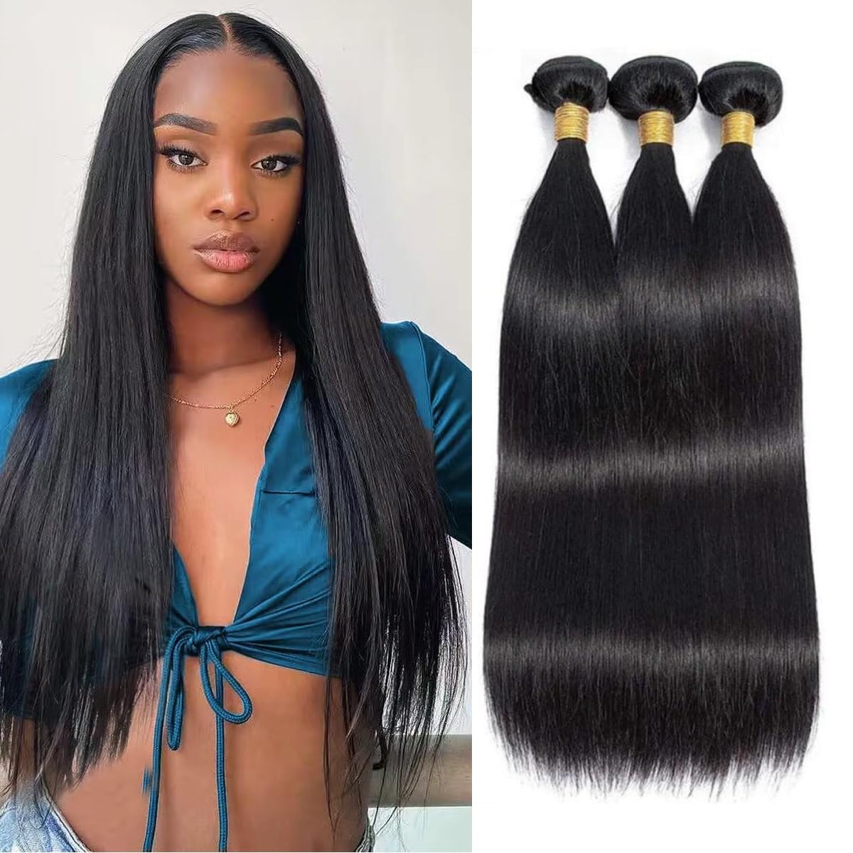 Atikual Brazilian Straight Hair 3 Bundles Deals 100% Unprocessed Virgin Brazilian Hair Silk Straight Human Hair Weave Bundles