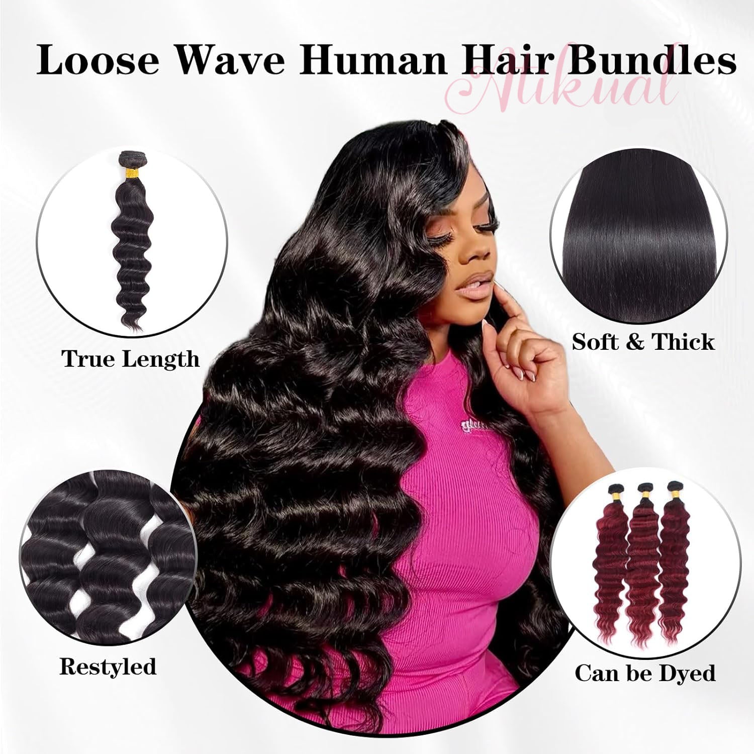 Atikual Brazilian Virgin Hair Loose Deep Wave 3 Bundles 100% Virgin Hair Bundles Loose Deep Curly Weave Human Hair