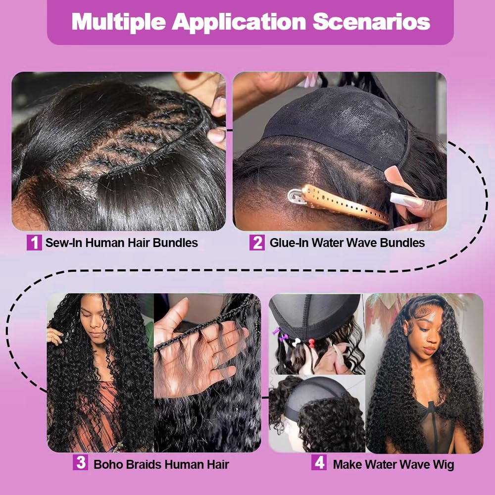 Atikual Hair Wet And Wavy Human Hair Weave Bundles Brazilian Virgin Hair Water Wave 3 Bundles Natural Hair