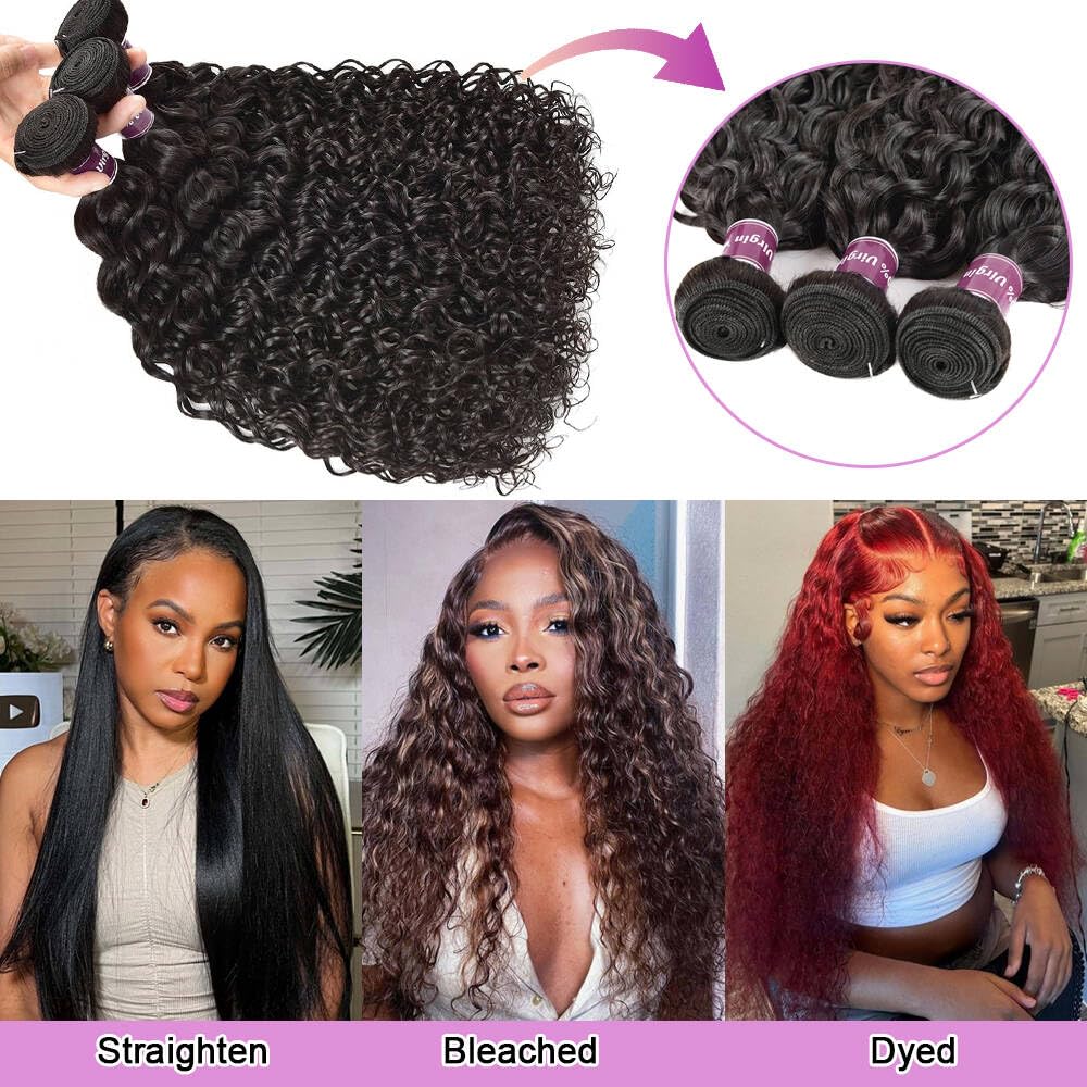 Atikual Hair Wet And Wavy Human Hair Weave Bundles Brazilian Virgin Hair Water Wave 3 Bundles Natural Hair