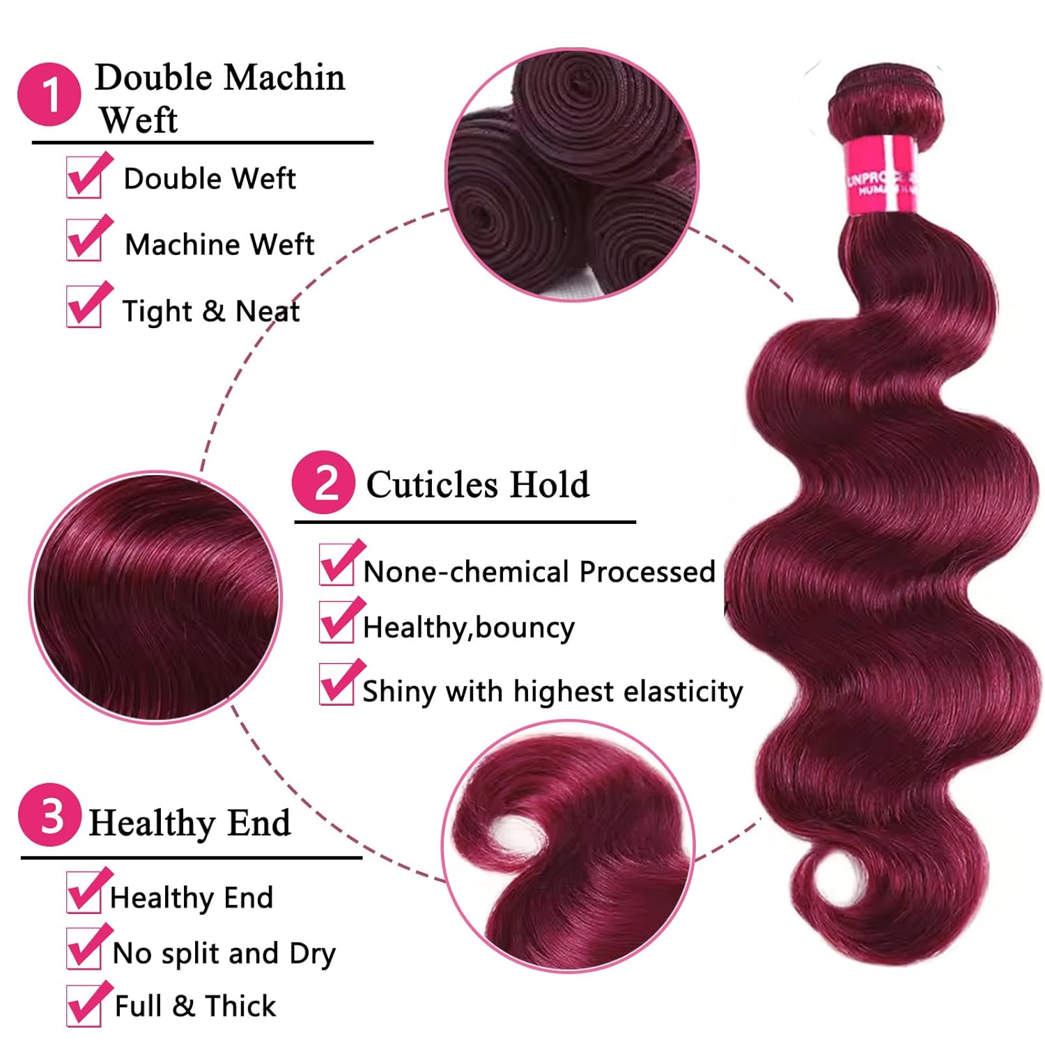 Atikual 99J Burgundy Body Wave 3 Hair Bundles With 4x4 Lace Closure Unprocessed Brazilian Human Hair