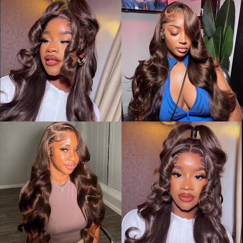 Atikual 4# Chocolate Brown Body Wave Bundles 3Pcs 100% Unprocessed Brazilian Human Hair Extensions
