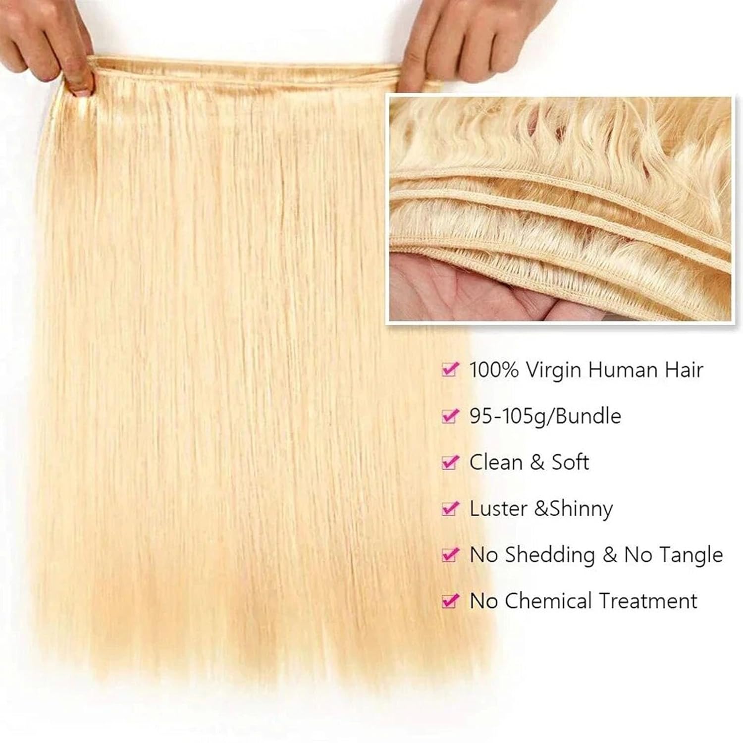 Atikual hair brazilian Straight Virgin Hair Color #613 Brazilian Human Hair 3 Bundles
