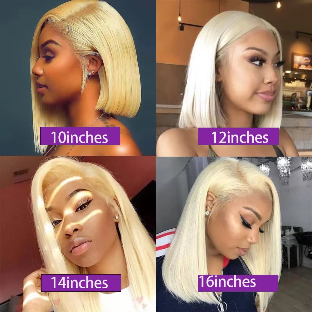 Atikual Blonde 613 Lace Front Wigs 13X6 Hd Lace Wig Blonde 613 Bob Cut Wig Blonde Straight Short Bob Good Human Hair Wigs