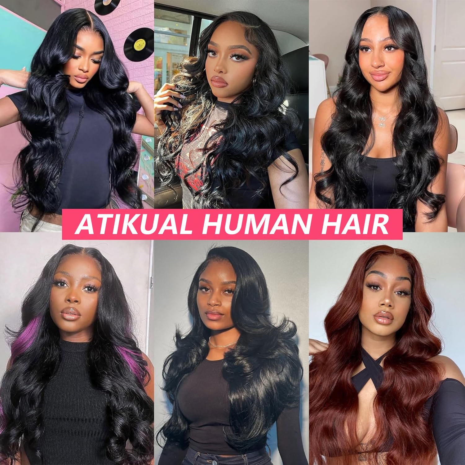 Atikual Brazilian Body Wave Hair 3 Bundles With 13X4 Lace Frontal High Quality Brazilian Virgin Human Hair