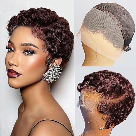 Short Curly Pixie Cut 13x4 Lace Front Wig 100% Human Hair Wigs