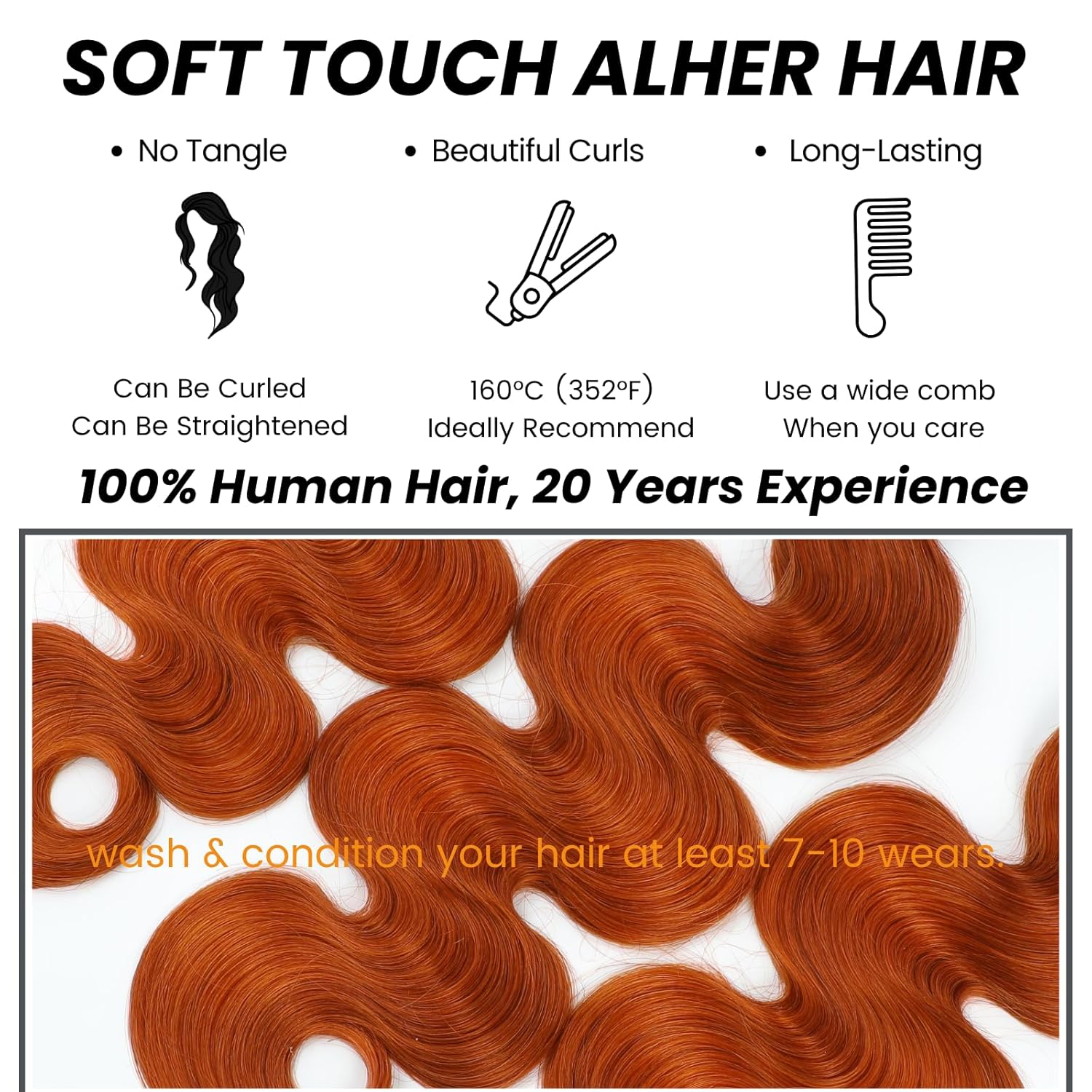 Atikual #350 Ginger Orange 3 Bundles with Frontal Body Wave Human Hair Sew In Weave 12A 100% Brazilian Virgin Remy Hair Copper Bundles and 13x4 Frontal