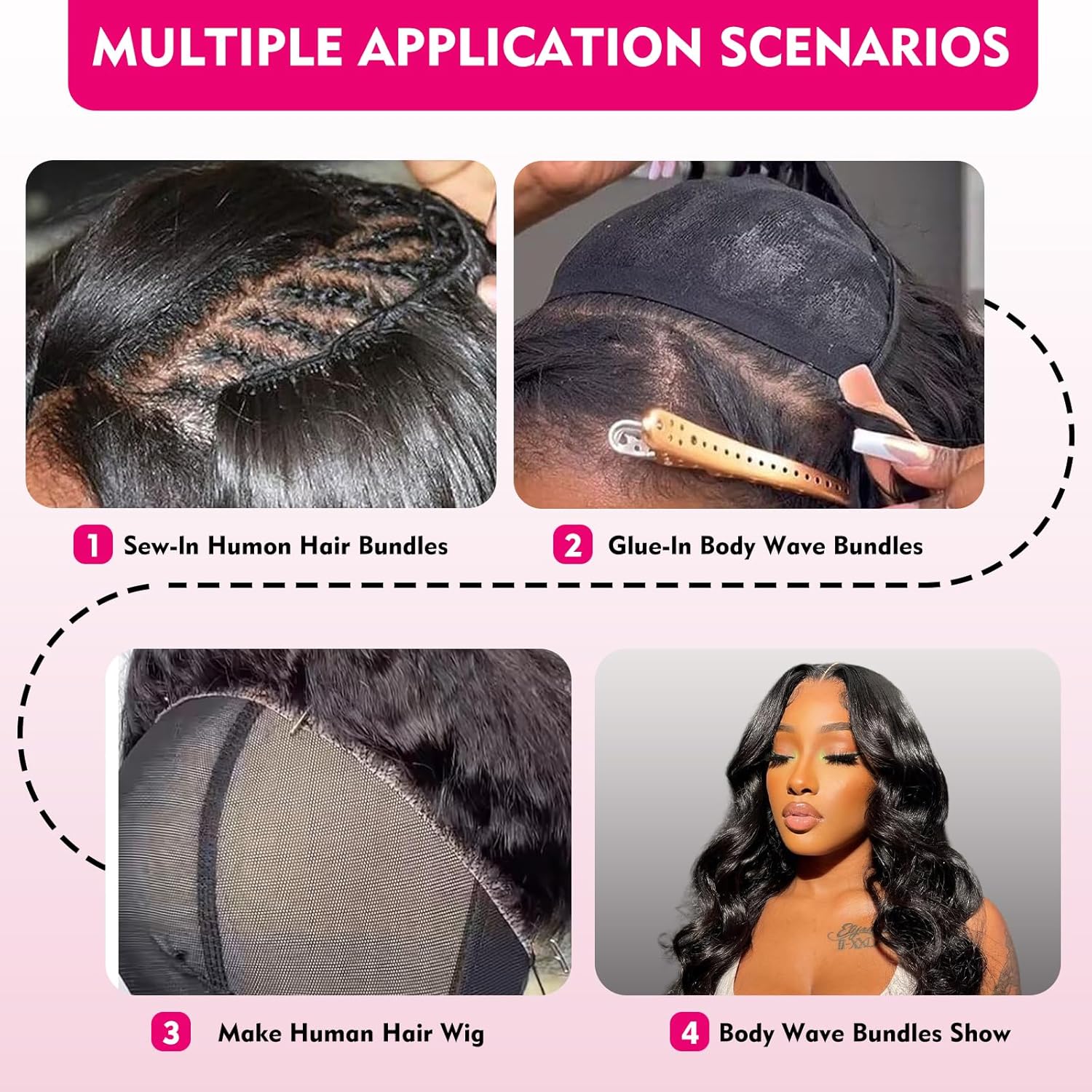 Atikual Hair Brazilian Body Wave 3 Bundles 100% Human Hair Weave Bundles Brazilian Virgin Hair Body Wavy Hair Extension