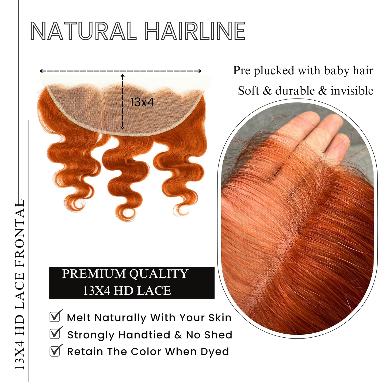 Atikual #350 Ginger Orange 3 Bundles with Frontal Body Wave Human Hair Sew In Weave 12A 100% Brazilian Virgin Remy Hair Copper Bundles and 13x4 Frontal