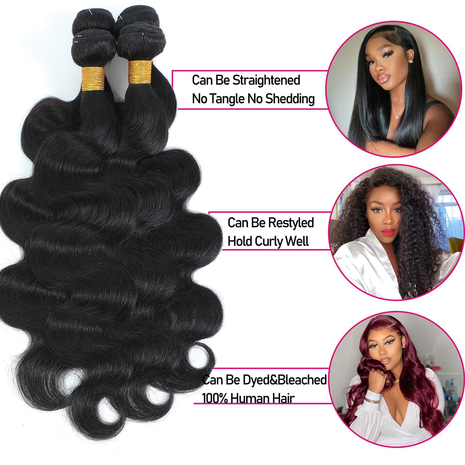 Atikual Brazilian Hair Body Wave 4 Bundles Deal High Quality Virgin Hair Bundles Brazilian Body Wave Hair Extension Natural Color