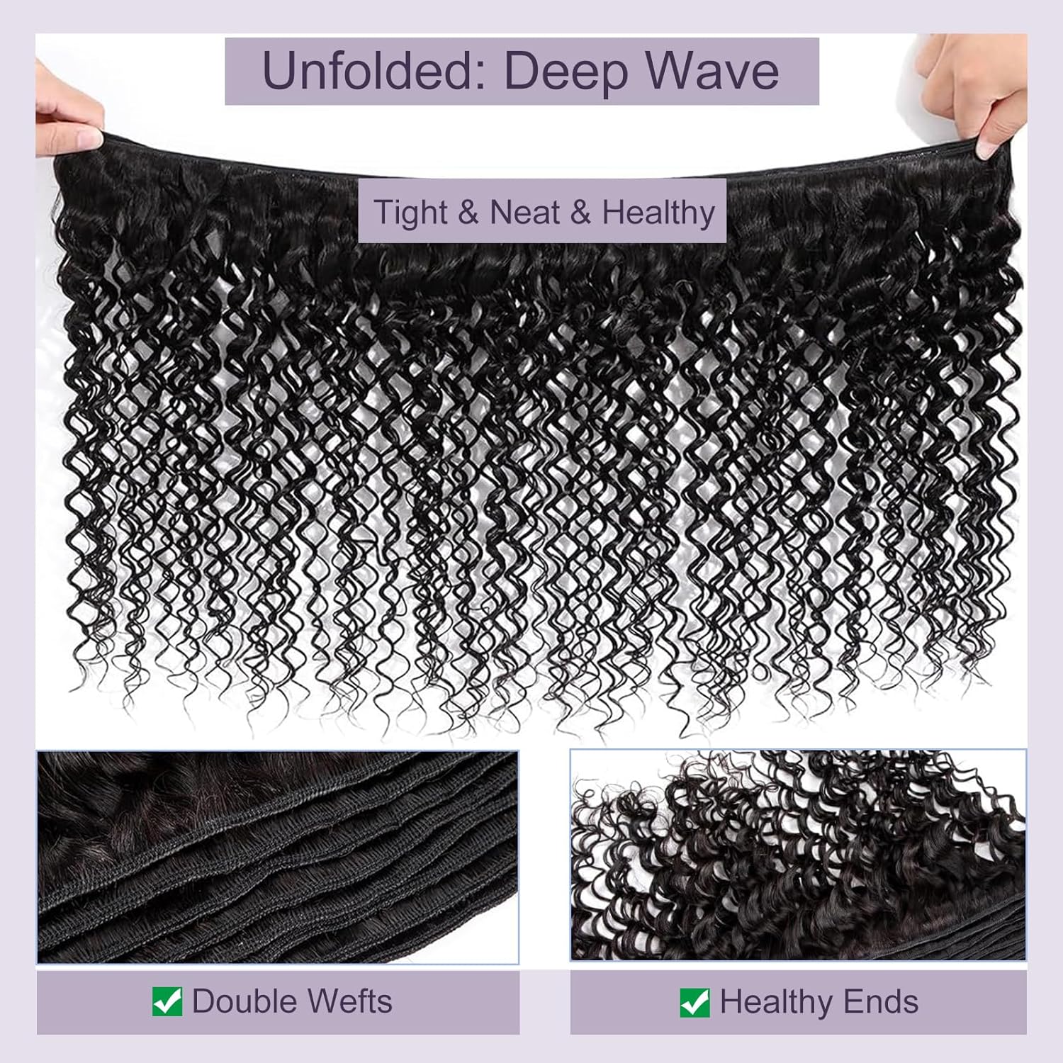 Atikual Brazilian Deep Wave With Closure Hair Deep Curly 3 Bundles With 4x4 Lace Closure 100% Virgin Human Hair