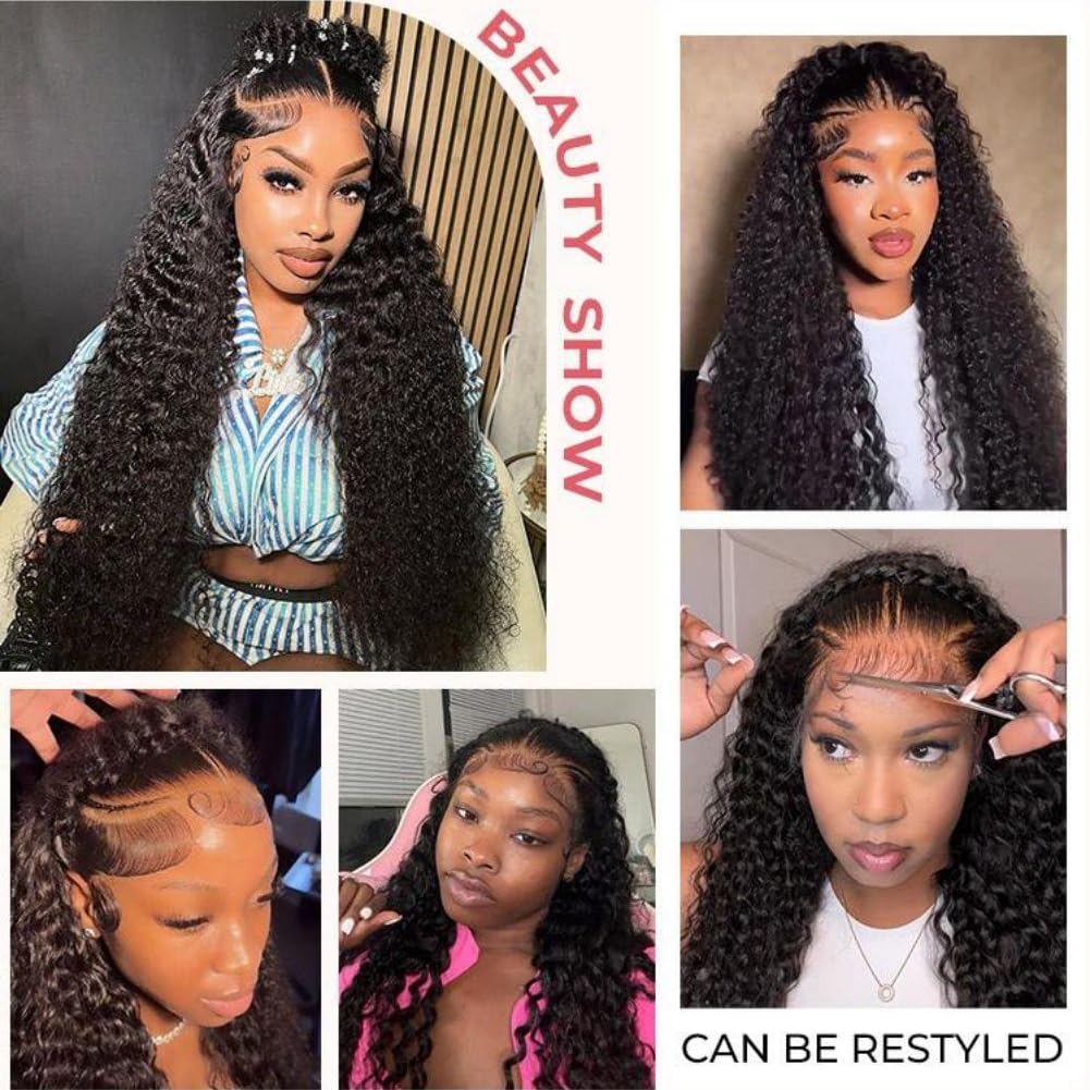 Atikual Pre Braided Glueless Wig Deep Wave 13x4 Lace Front Wigs Human Hair