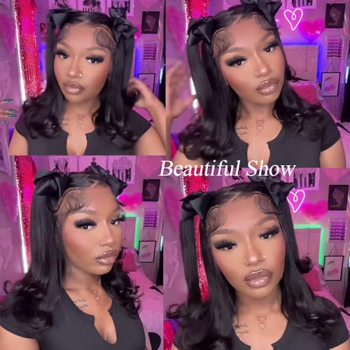 Atikual Short Bob Wig Human Hair 13x4 Lace Front Braided Wigs Straight Wear And Go Glueless
