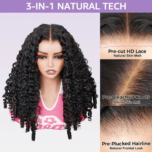 Atikual Burmese Curly Glueless Wig Bleached Knots 13x4 13x6 HD Lace Front Wear Go Wig With Flexible Fit Drawstring 100% Human Hair Wig