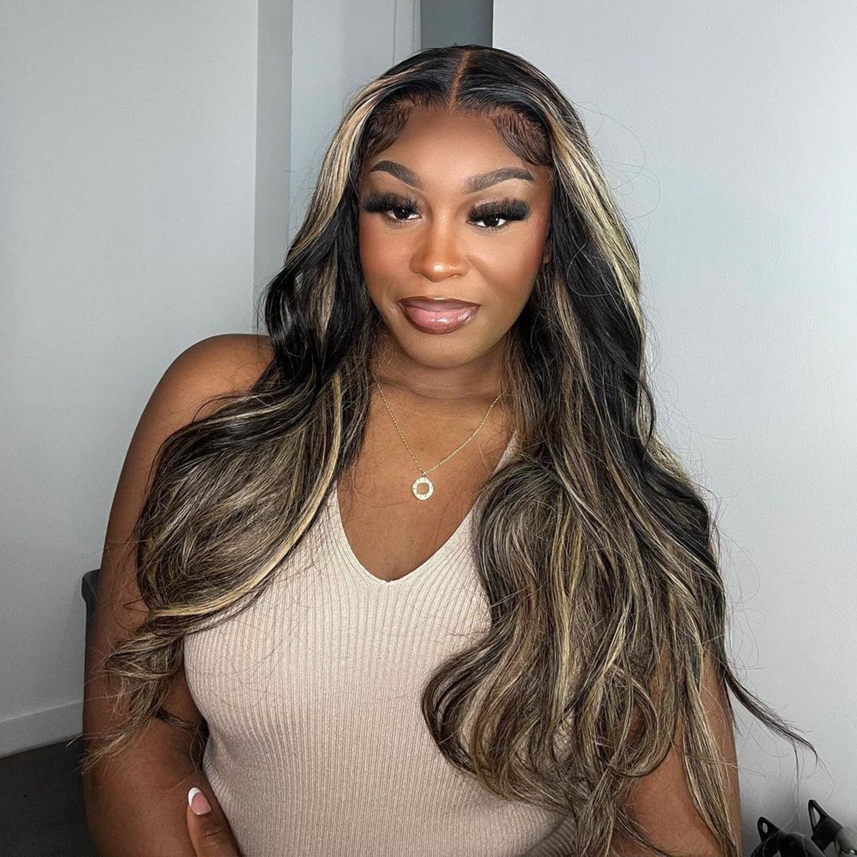 Atikual Balayage Honey Blonde Highlight 7x5 13x4 Lace Glueless Wig Body Wave HD Lace Wig Human Hair