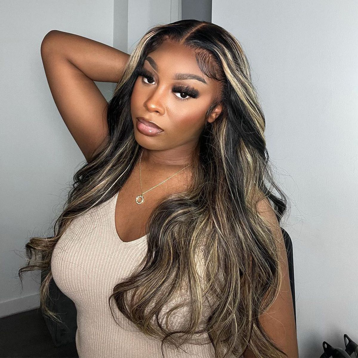 Atikual Balayage Honey Blonde Highlight 7x5 13x4 Lace Glueless Wig Body Wave HD Lace Wig Human Hair