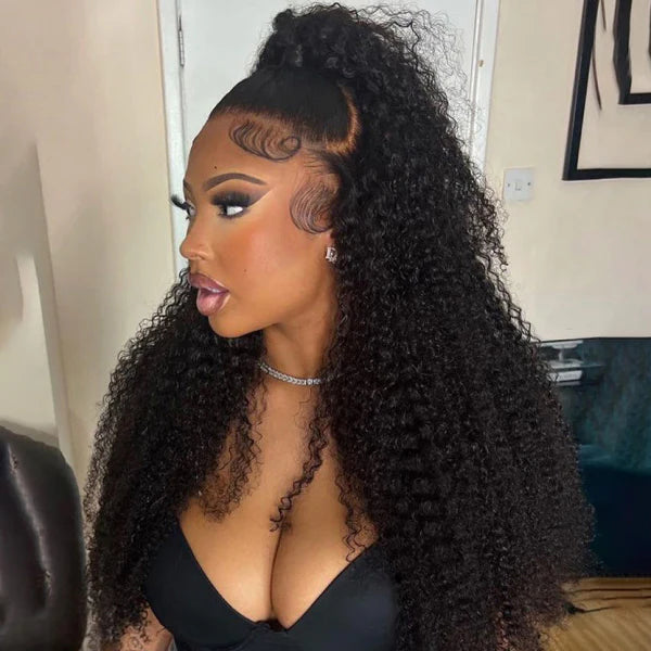 Atikual 3 In 1 Half Wig | Kinky Curly Glueless Wear Go Half Wig Human Hair Invisible Hairline Protective Style