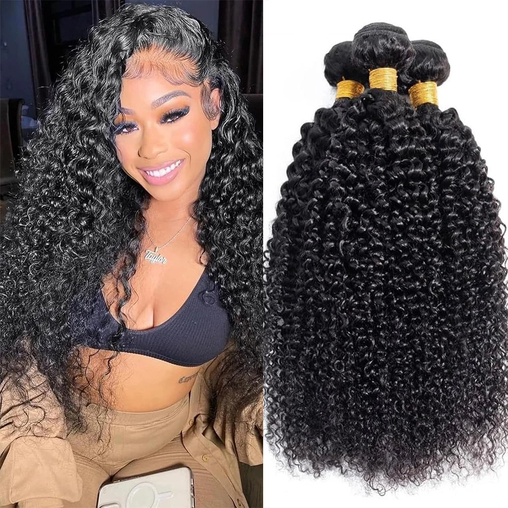 Atikual Hair Brazilian Kinky Curly Virgin Hair 3 Bundles Deal Afro Kinky Curly Brazilian Human Hair Weave Extension