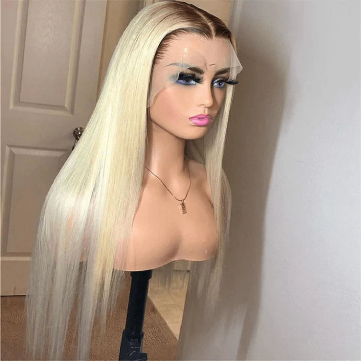 Atikual Professional Pre-Toned 4/613 Ombre Blonde Lace Wig Dark Root 13*4 13*6 Lace Frontal Wigs 100% Human Hair for Black Women Natural Hairline