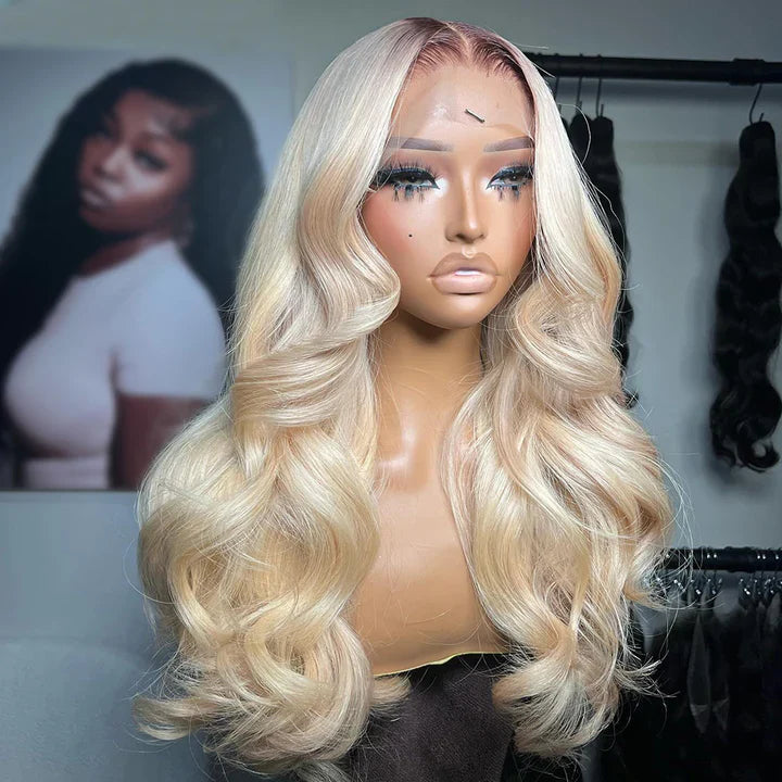 Atikual Professional Pre-Toned 4/613 Ombre Blonde Lace Wig Dark Root 13*4 13*6 Lace Frontal Wigs 100% Human Hair for Black Women Natural Hairline