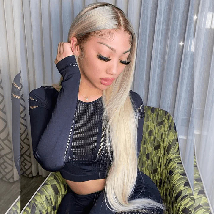 Atikual Professional Pre-Toned 4/613 Ombre Blonde Lace Wig Dark Root 13*4 13*6 Lace Frontal Wigs 100% Human Hair for Black Women Natural Hairline