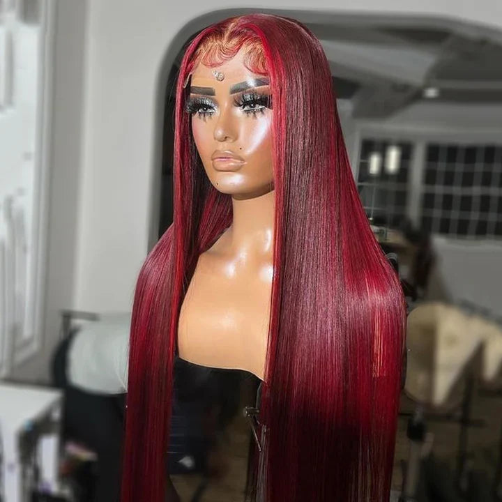 Atikual Red Balayage Color 13*6 Lace Frontal Wig Human Hair 7*5 Pre Cut Lace Glueless Wig Premium 200% Density Wigs