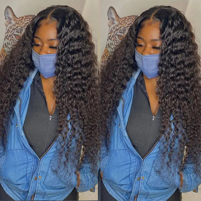 Atikual Water Wave Hair 3 Bundles with 13x4 Lace Frontal 100% Virgin Human Hair No Shedding No Tangle