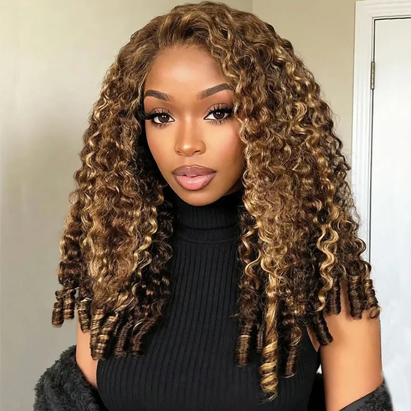 Atikual Highlight 4/27 Burmese Curly Crochet Human Hair with Miracle Knots Easy Install