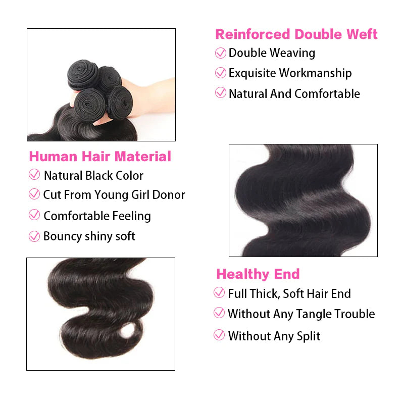 Atikual Body Wave 1 Bundle Natural Color 100% Virgin Human Hair