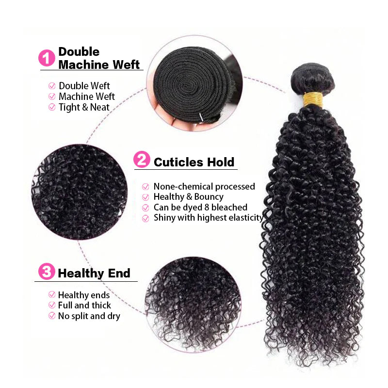 Atikual Kinky Curly Wave 1 Bundle Virgin Human Hair Natural Color