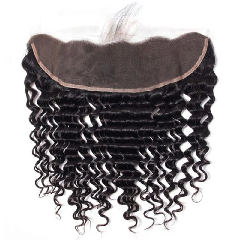 Atikual HD Transparent Lace Frontal Deep Wave 13x4 Ear to Ear Lace Frontal Human Hair 12A Quality