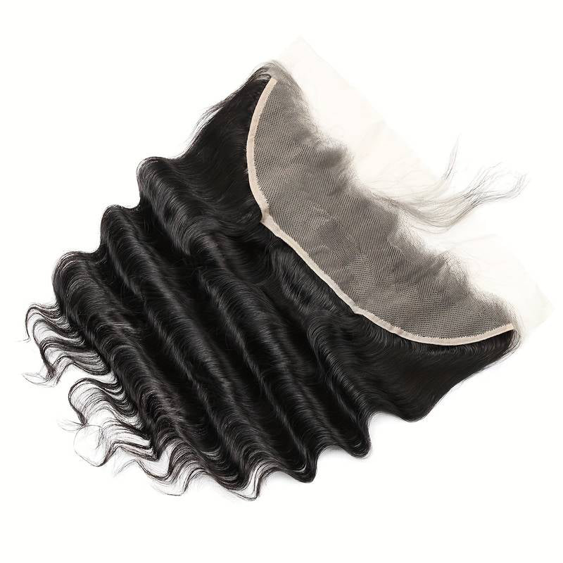 Atikual Loose Deep Wave 13x4 Ear to Ear HD Transparent Lace Frontal Human Hair 12A Quality