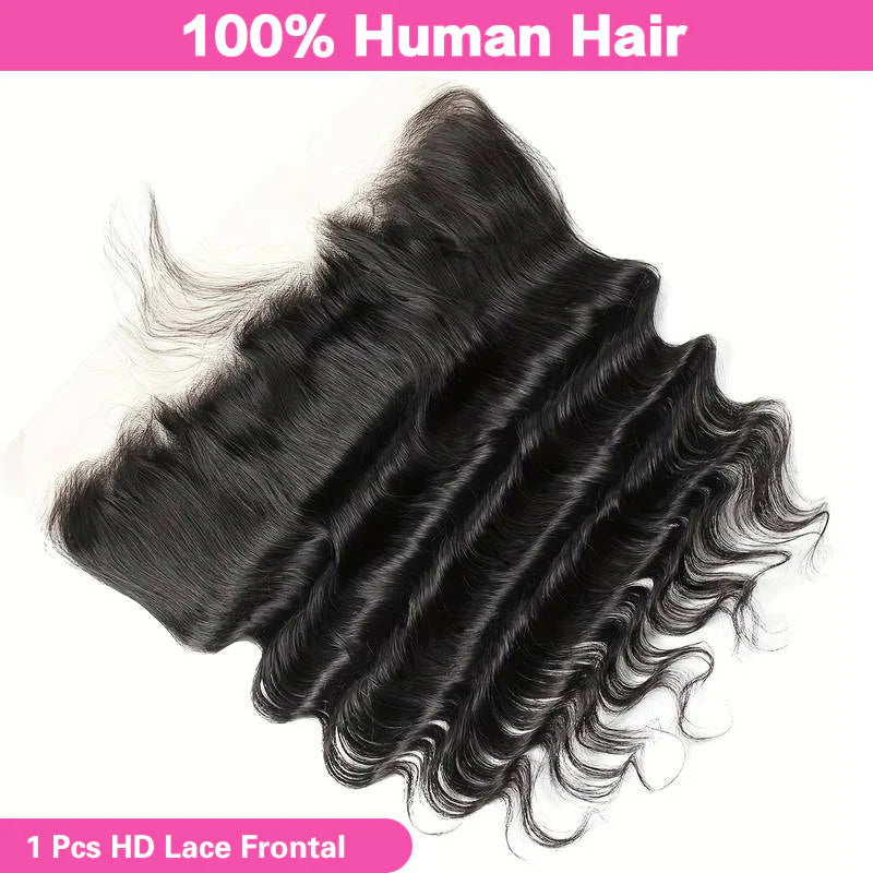 Atikual Loose Deep Wave 13x4 Ear to Ear HD Transparent Lace Frontal Human Hair 12A Quality
