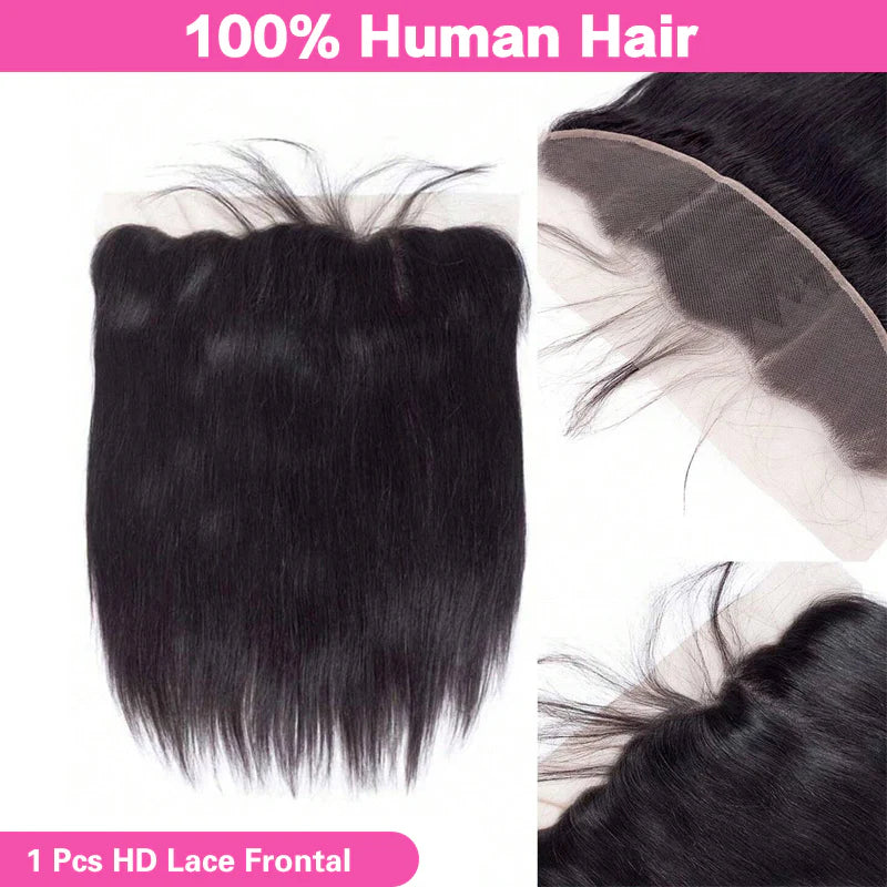 Atikual HD Transparent Lace Frontal Straight 13x4 Ear to Ear Lace Frontal Human Hair 12A Quality