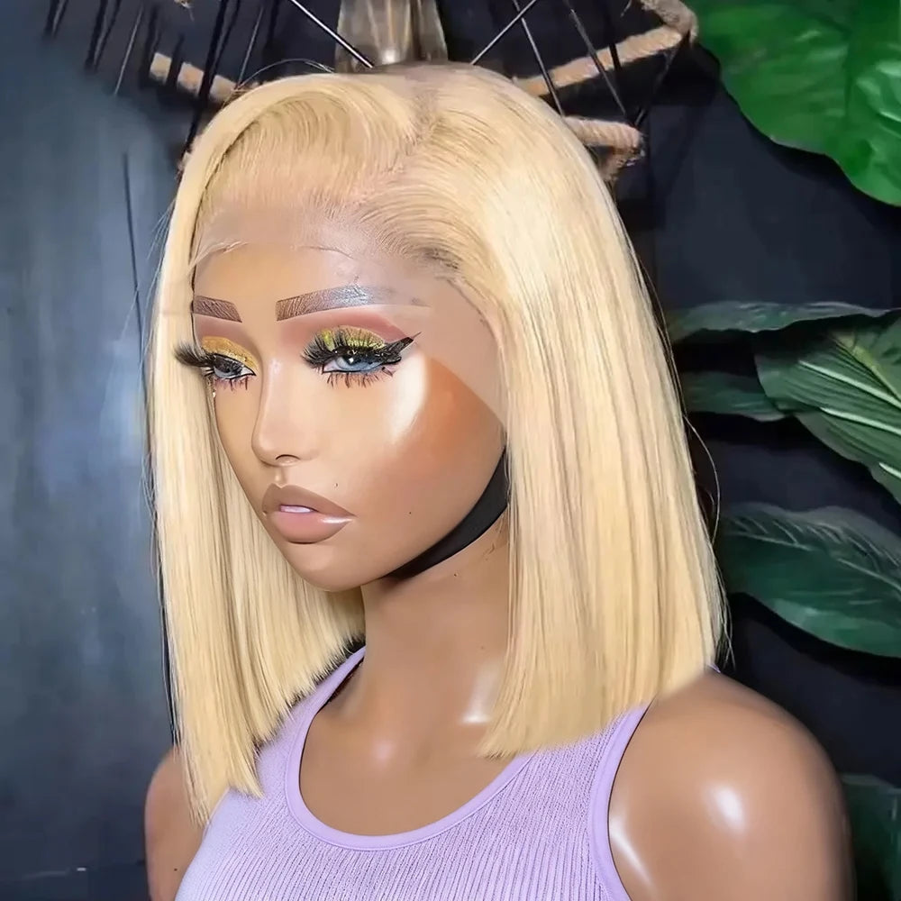 Atikual Blonde 613 Lace Front Wigs 13X6 Hd Lace Wig Blonde 613 Bob Cut Wig Blonde Straight Short Bob Good Human Hair Wigs