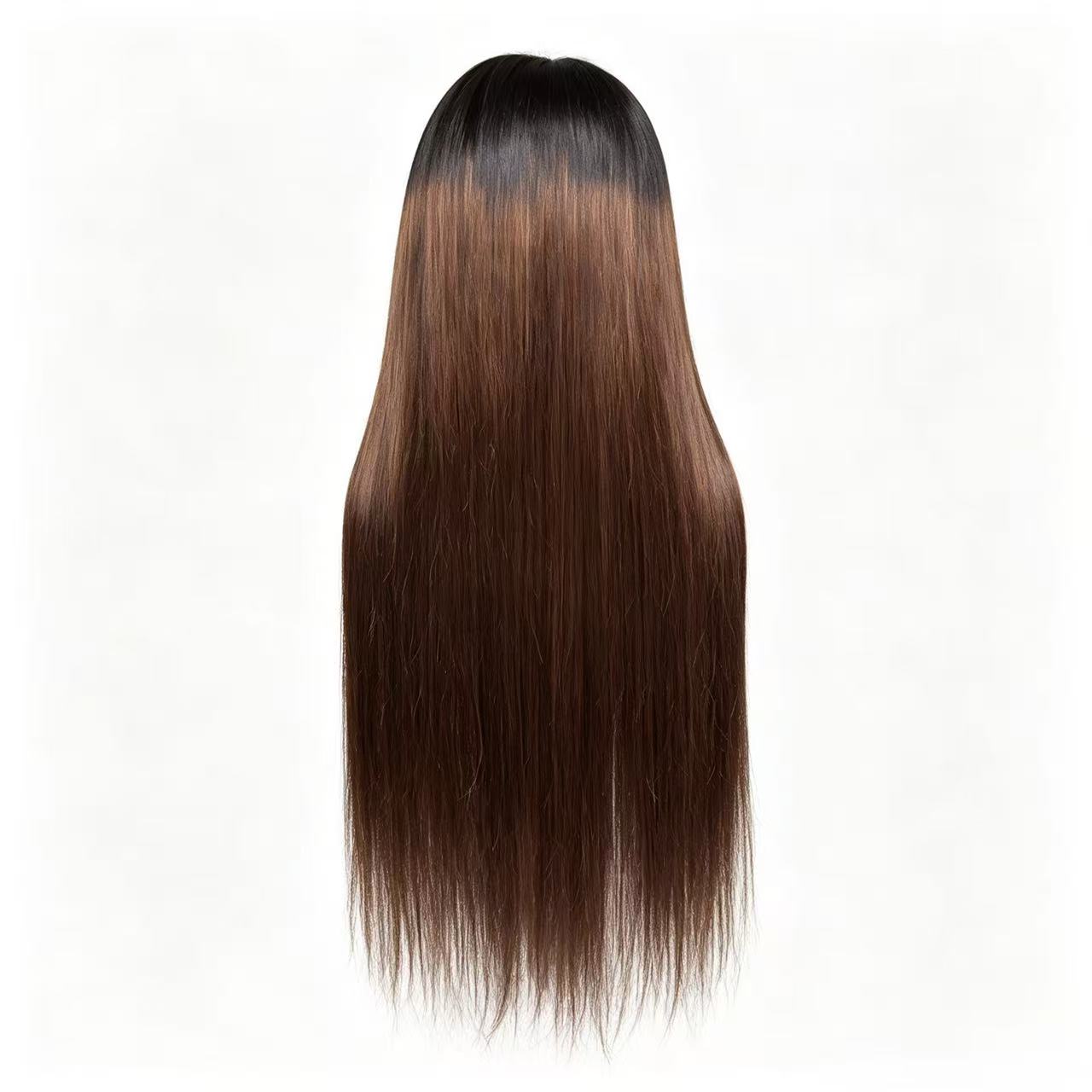 Atikual Glueless Straight Transparent Top Lace Wig T1b/4 Human Hair Wigs