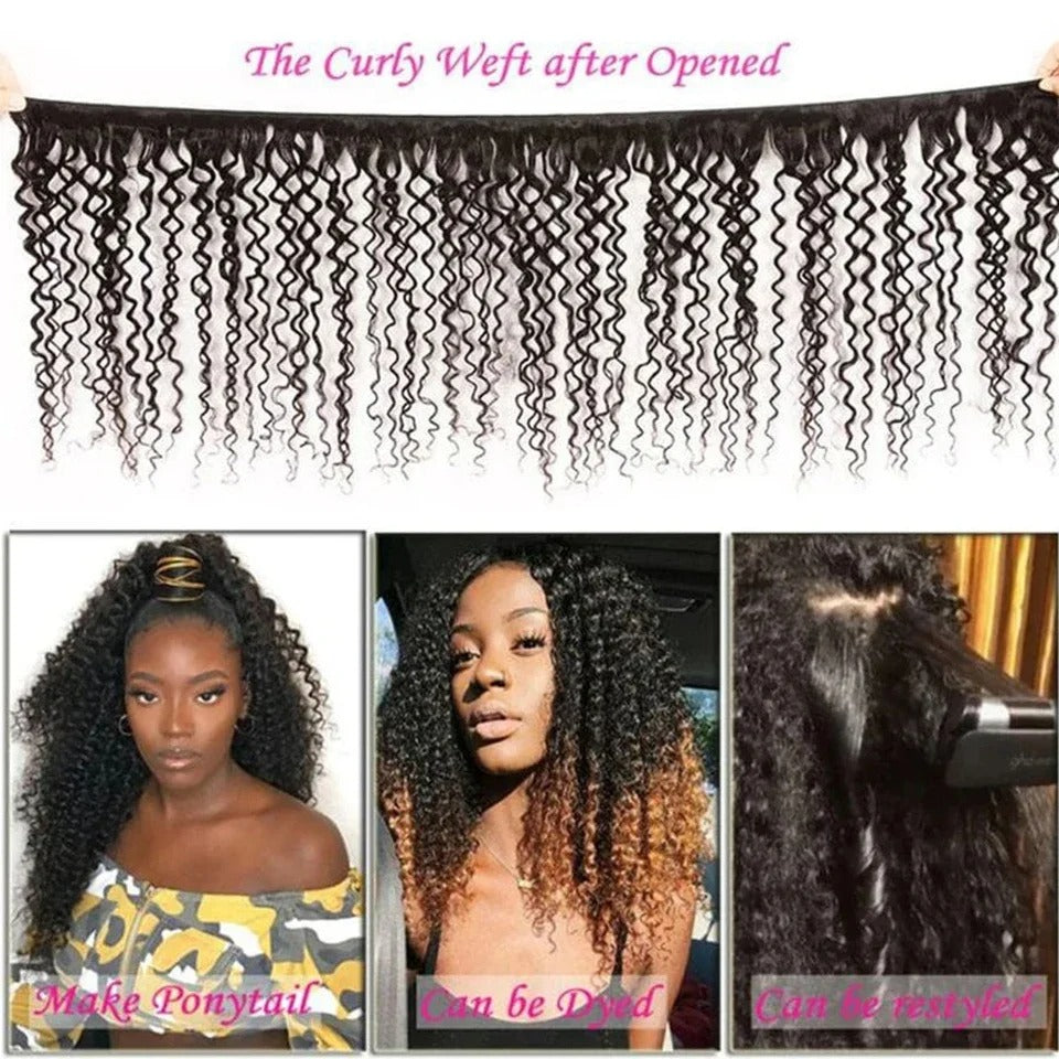 Atikual Kinky Curly Hair Weave 4 Bundles Unprocessed Virgin Brazilian Hair Bundles Kinky Curly Human Hair Extenison