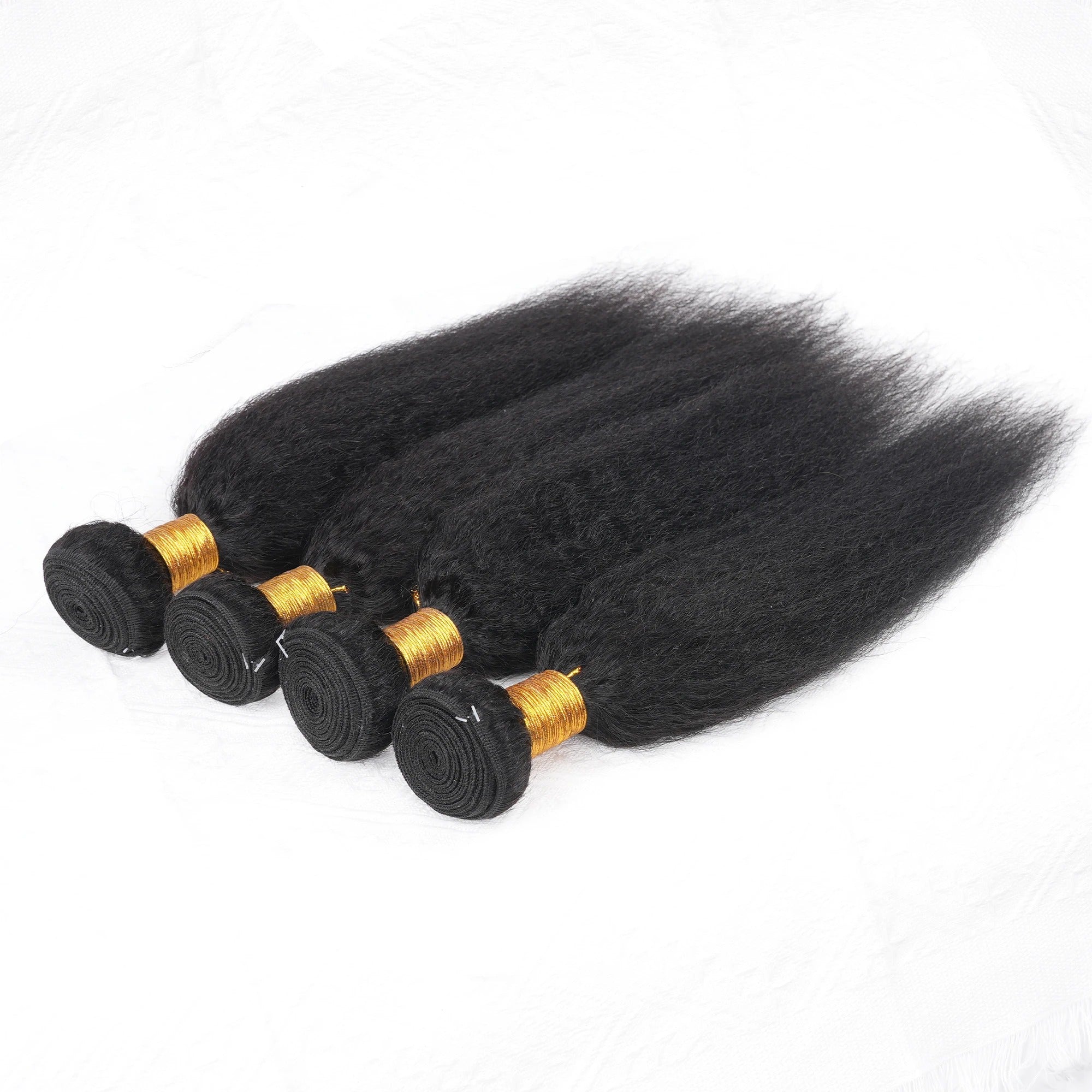 Atikual Hair Brazilian Kinky Straight Hair 4 Bundles Deal 100% Human Virgin Hair Unprocessed Hair Extensions Natural Black