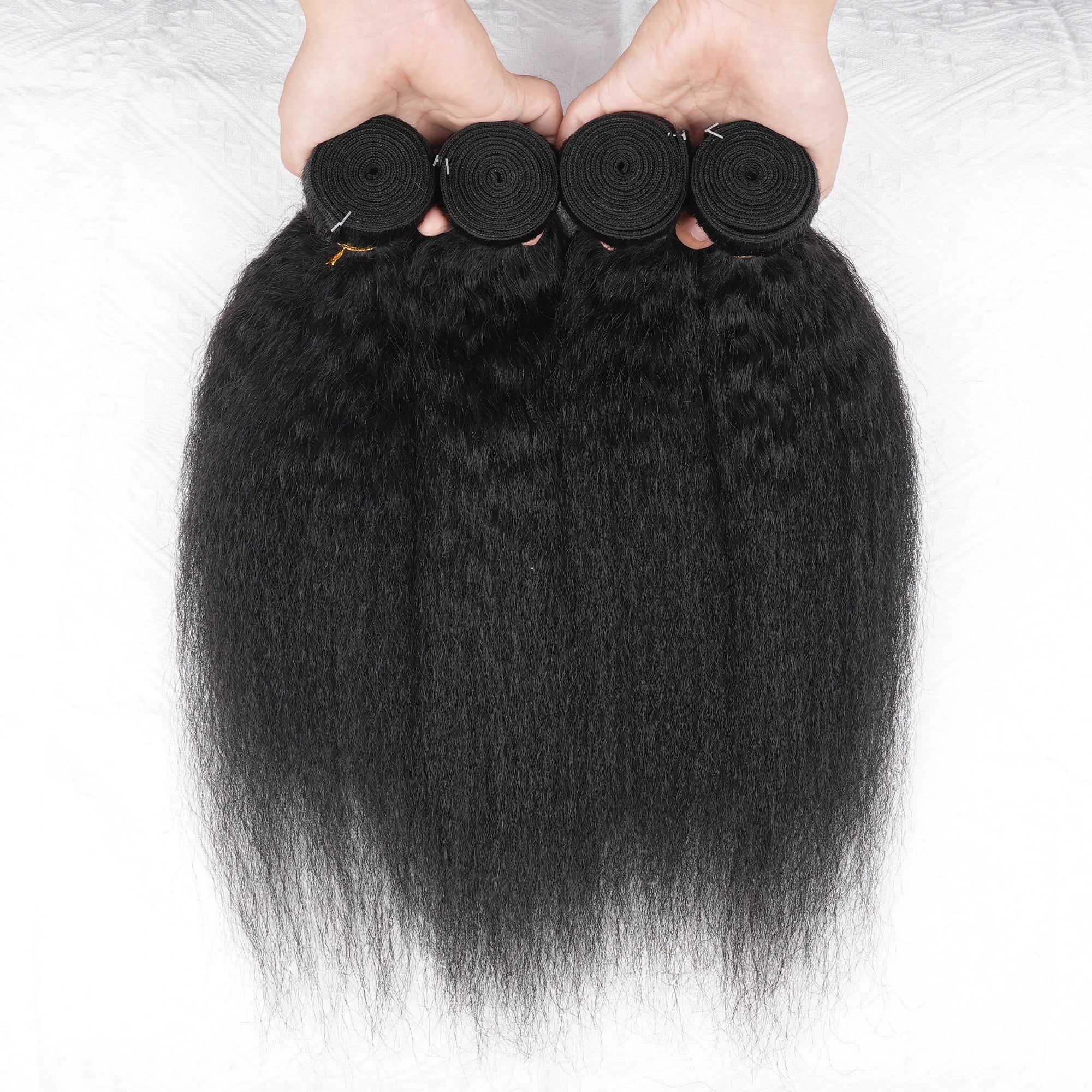 Atikual Hair Brazilian Kinky Straight Hair 4 Bundles Deal 100% Human Virgin Hair Unprocessed Hair Extensions Natural Black