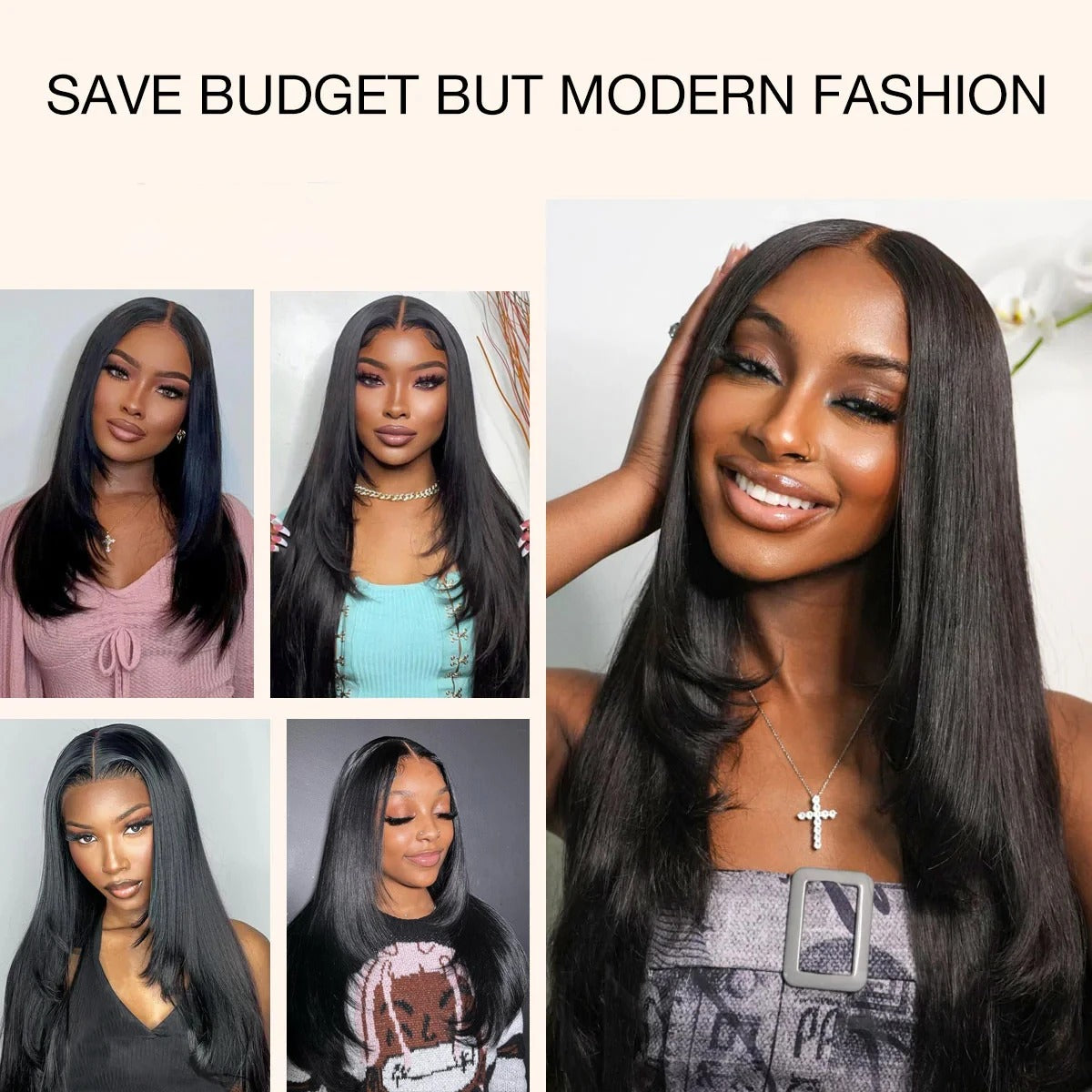 Atikual Layered Cut Wear Go Wigs Straight 7x5 Pre-cut Lace Closure 180% Density Wigs 100% Human Hair