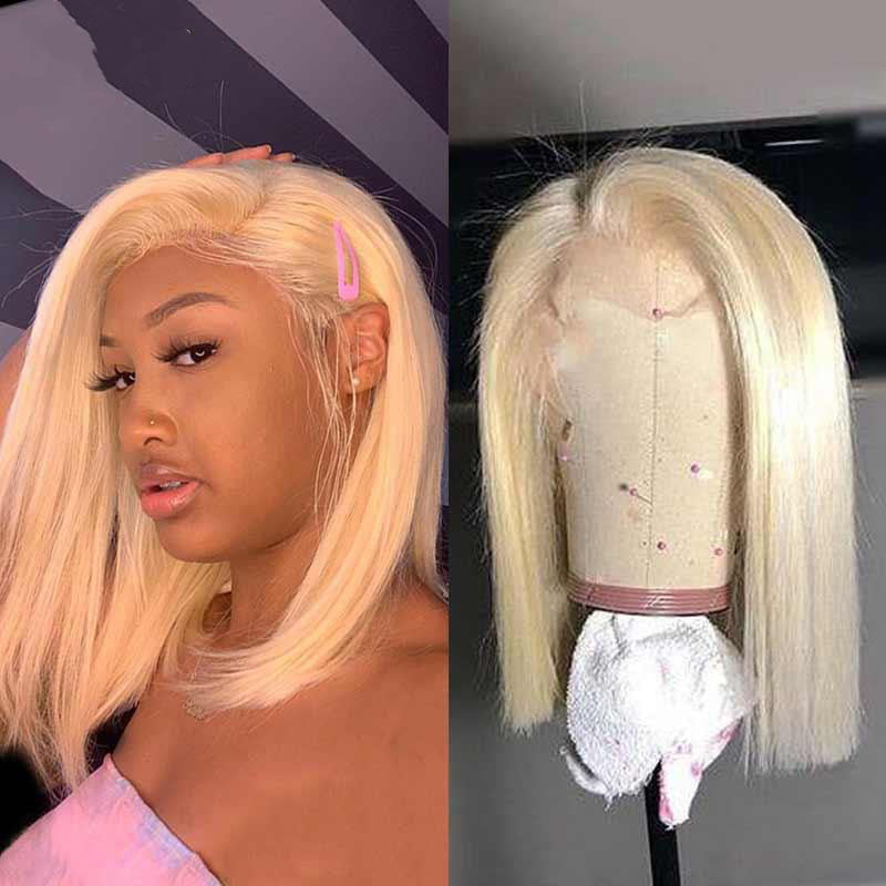 Atikual Blonde 613 Lace Front Wigs 13X6 Hd Lace Wig Blonde 613 Bob Cut Wig Blonde Straight Short Bob Good Human Hair Wigs