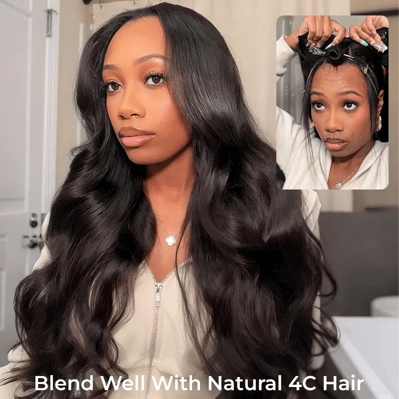Atikual Body Wave Upart Sew In Wig Human Hair Natural Color Upart Wigs For Women 250% Density Glueless wigs