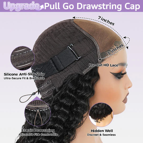 Atikual Wear Go Glueless Wigs Pre Cut Lace Kinky Straight 7x5 HD Lace Closure Bob Wigs 100% Human Hair
