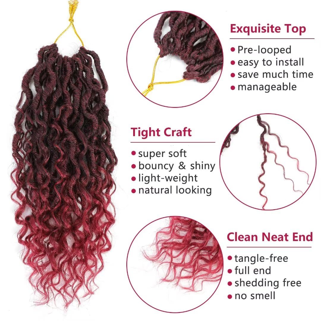 Atikual 99J Burgundy Burmese Curly Crochet Human Hair Micro Ring Loop for Better Scalp Airflow