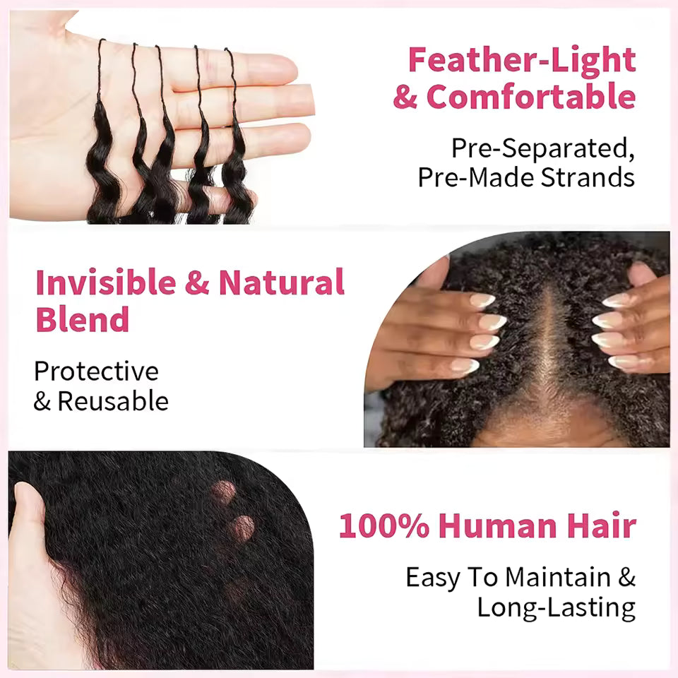 Atikual Natural Kinky Straight Crochet Human Hair Lightweight Micro Twists Pre‑Separated for Easy Styling